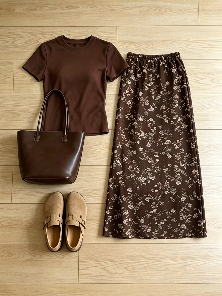 Midi Skirt Floral - Summer New Vintage Women's Fashion Set