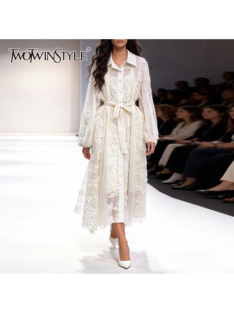 Linen Dress Wrap - TWOTWINSTYLE Solid Sheer Dresses for Women