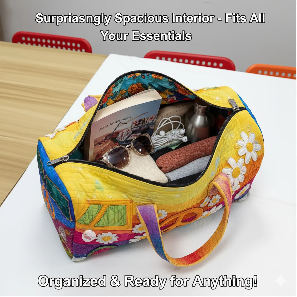Tote Bag Beach - 3D Printed Quilted Travel Bag Retro