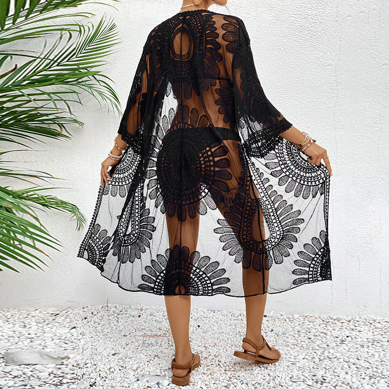 Illusion Sheer Beach Cover 202 - Kimono Sheer Floral avis et prix