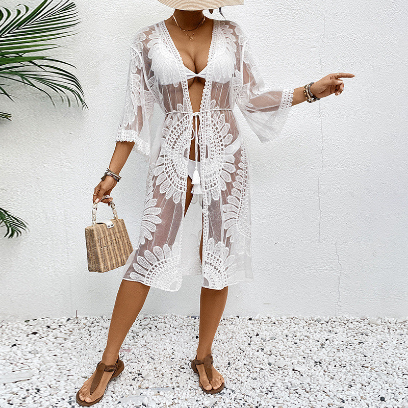 Illusion Sheer Beach Cover 202 - Kimono Sheer Floral avis et prix