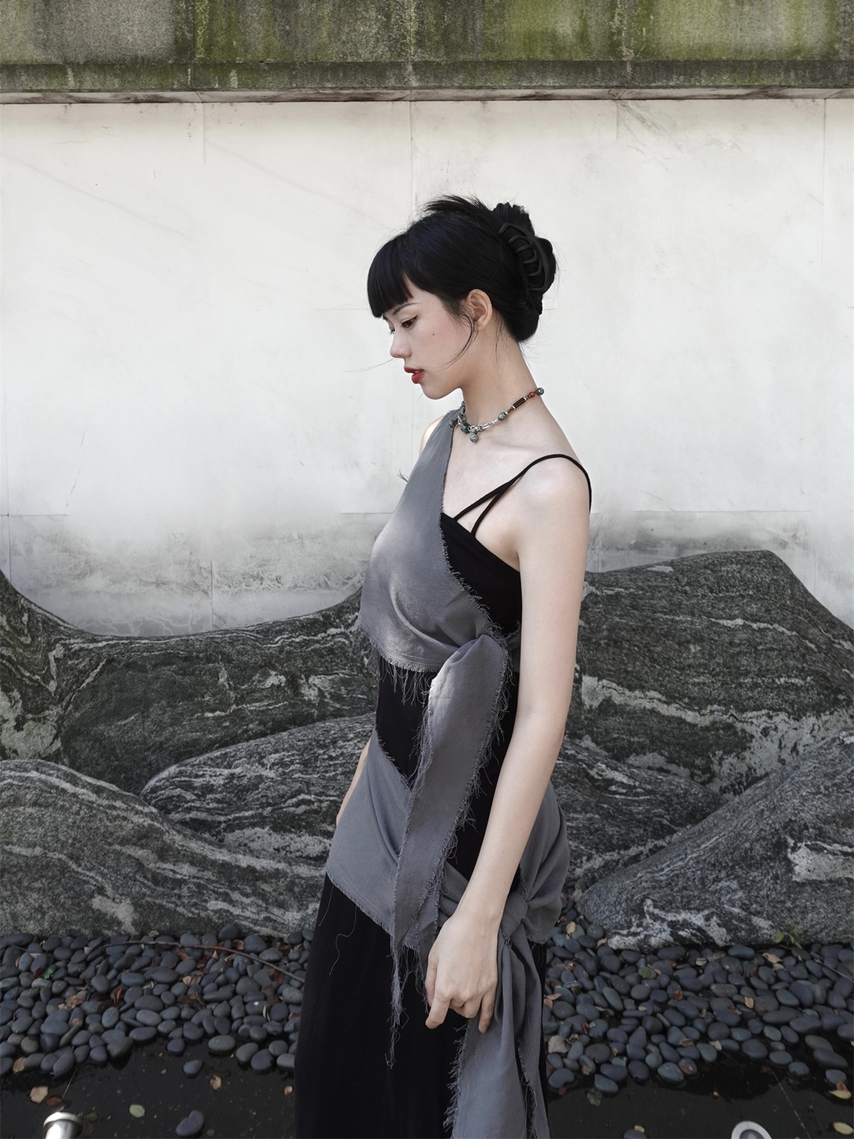 Chill Grey Cotton Linen Black  - Linen Dress Wrap avis et prix
