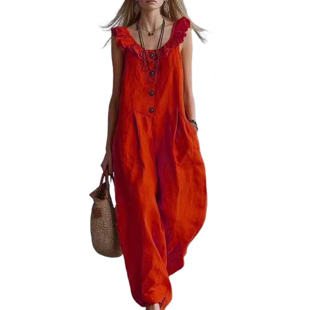 Women Jumpsuit Breathable Rela - Jumpsuit Linen Relaxed avis et prix