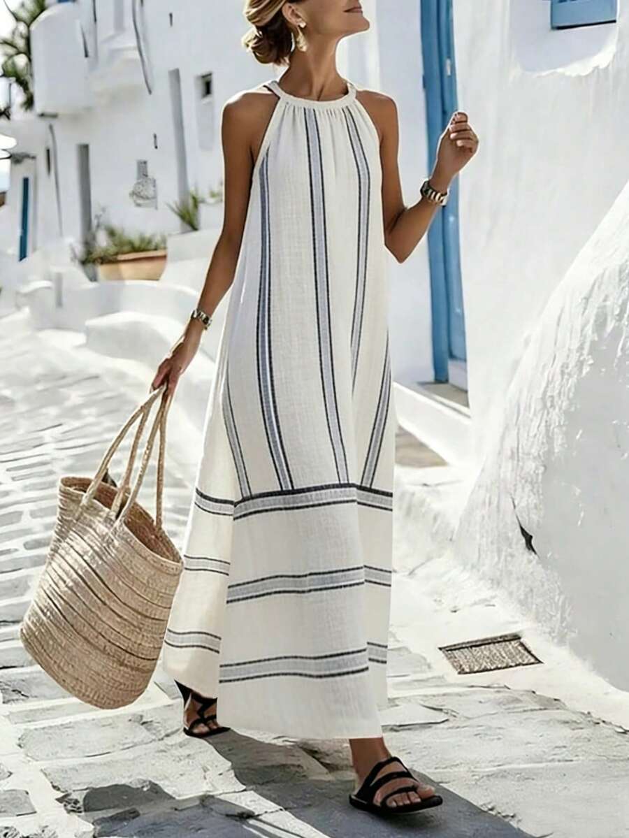 Women Sleeveless Halter Maxi D - Maxi Dress Halter avis et prix