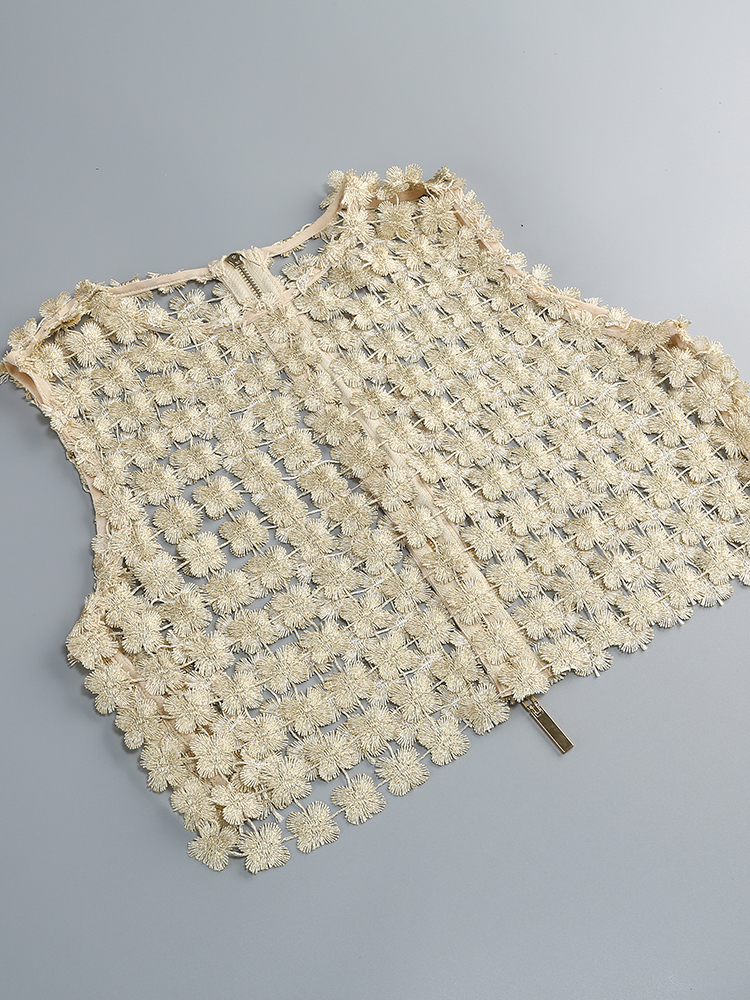 VC Stylish Beige Sleeveless Cr - Crop Top Crochet avis et prix