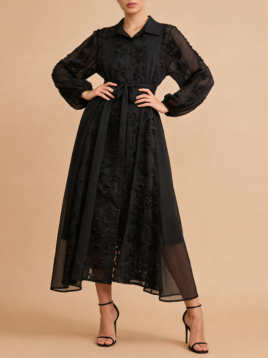TWOTWINSTYLE Solid Sheer Dress - Linen Dress Wrap avis et prix