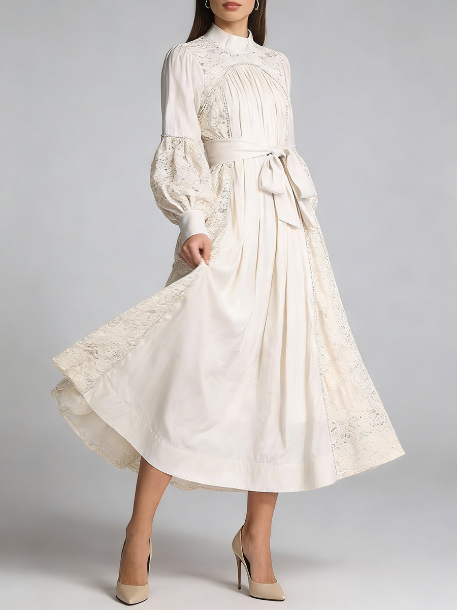 TWOTWINSTYLE Solid Patchwork L - Linen Dress Wrap avis et prix