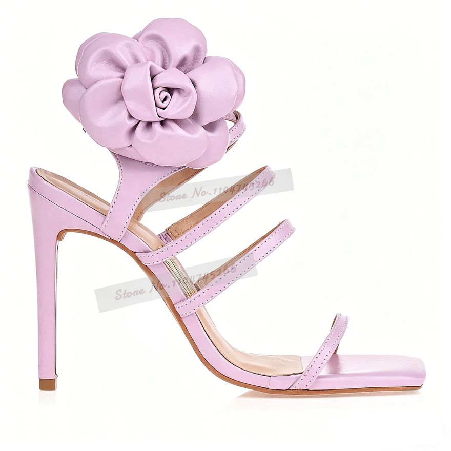 Pink Matte Big Flower Embellis - Sandal Strappy Heeled avis et prix