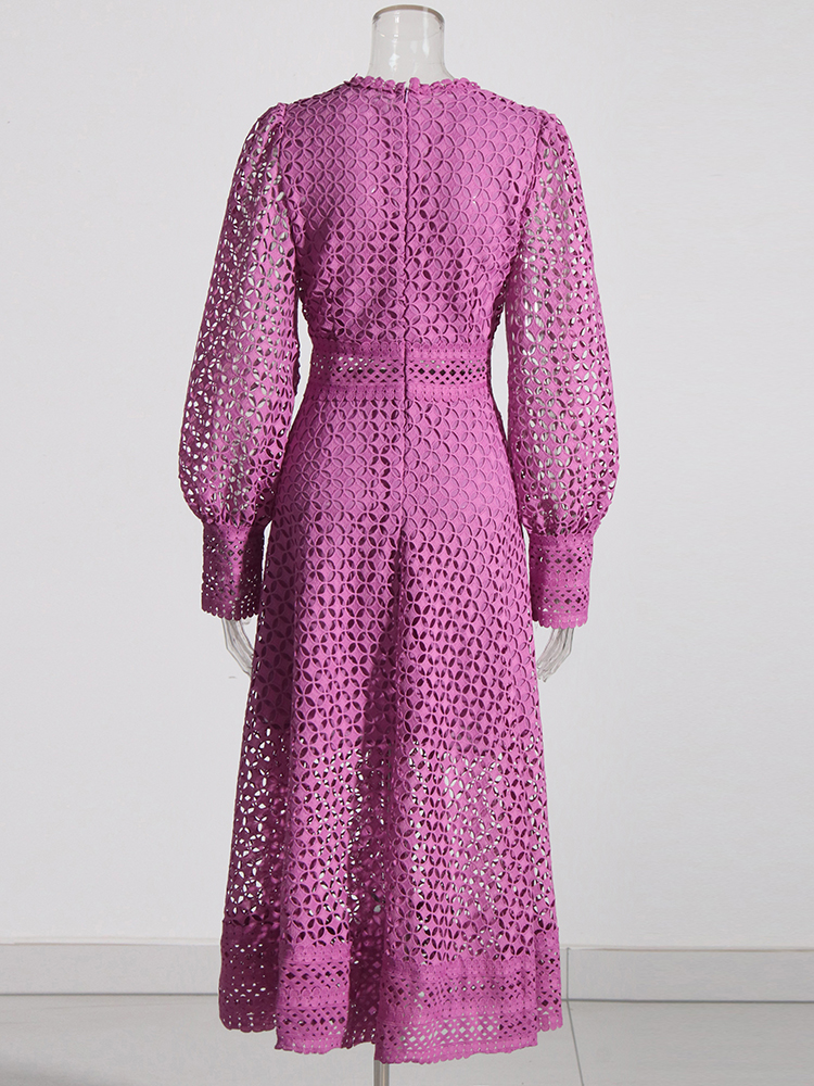TWOTWINSTYLE Embroidery Cut Ou - Linen Dress Wrap avis et prix