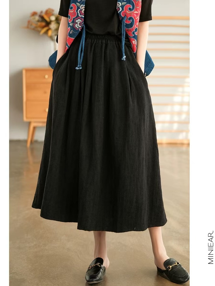 New 2025 Autumn Pure Color Flo - Midi Skirt Floral avis et prix