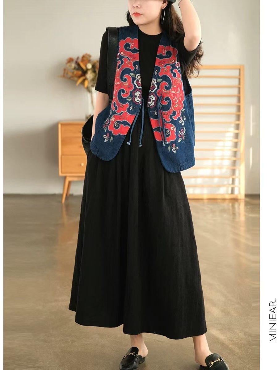 New 2025 Autumn Pure Color Flo - Midi Skirt Floral avis et prix