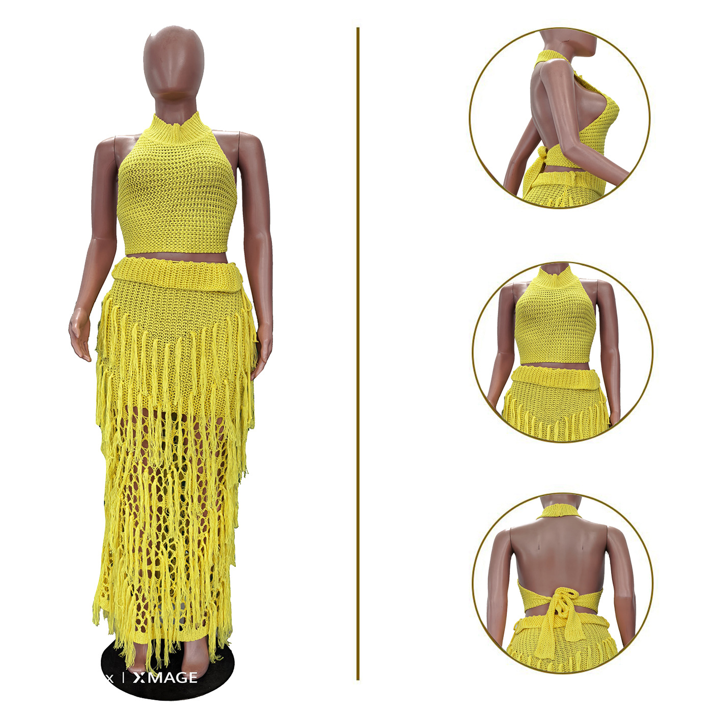 Crochet Knit Maxi Dress 2 Piec - Maxi Dress Halter avis et prix