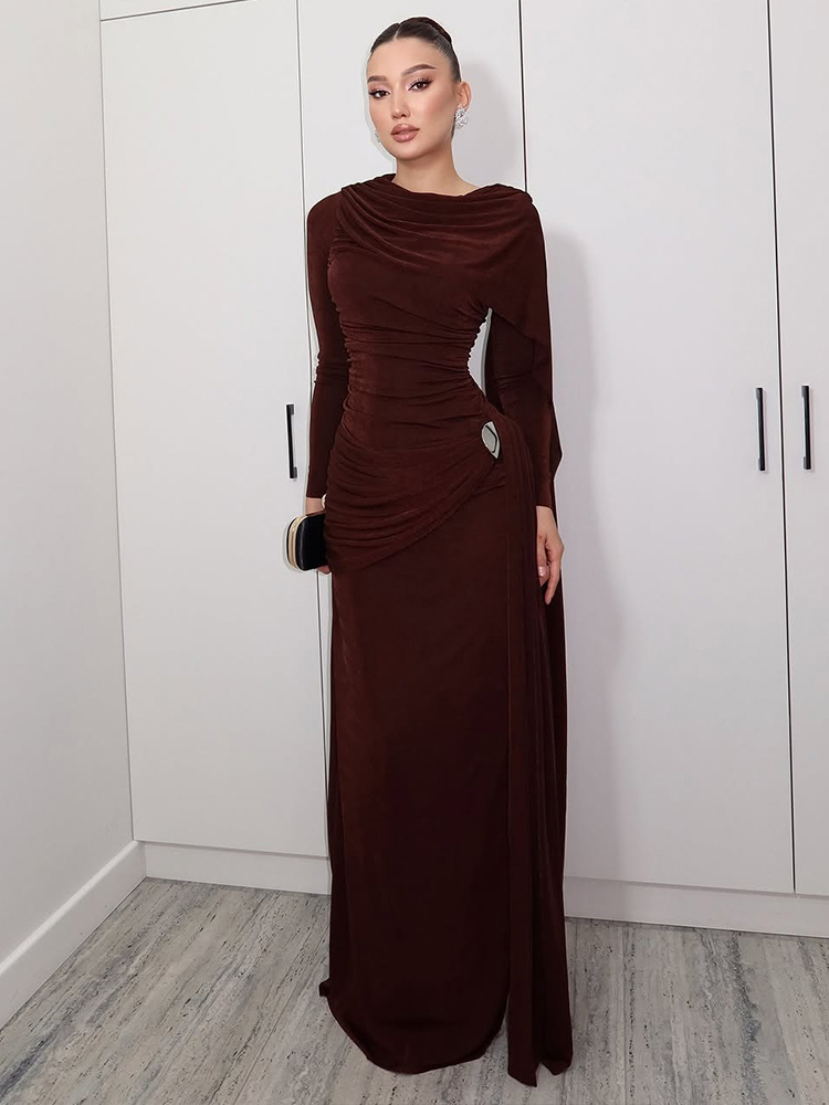 Kliou Ruched Elegant Long Dres - Linen Dress Wrap avis et prix