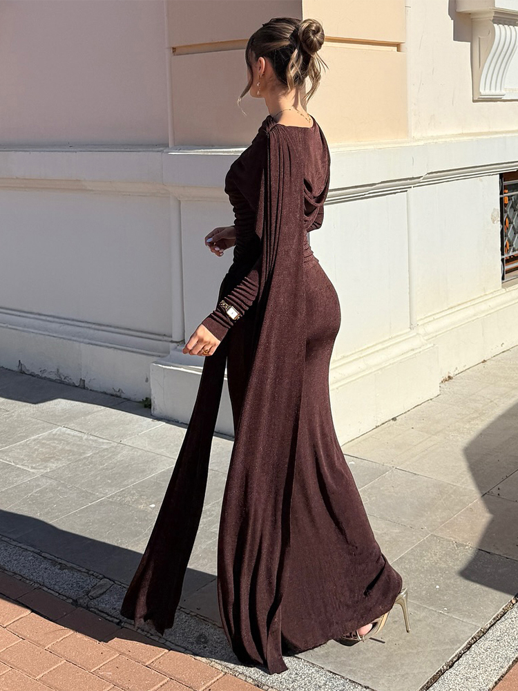 Kliou Ruched Elegant Long Dres - Linen Dress Wrap avis et prix