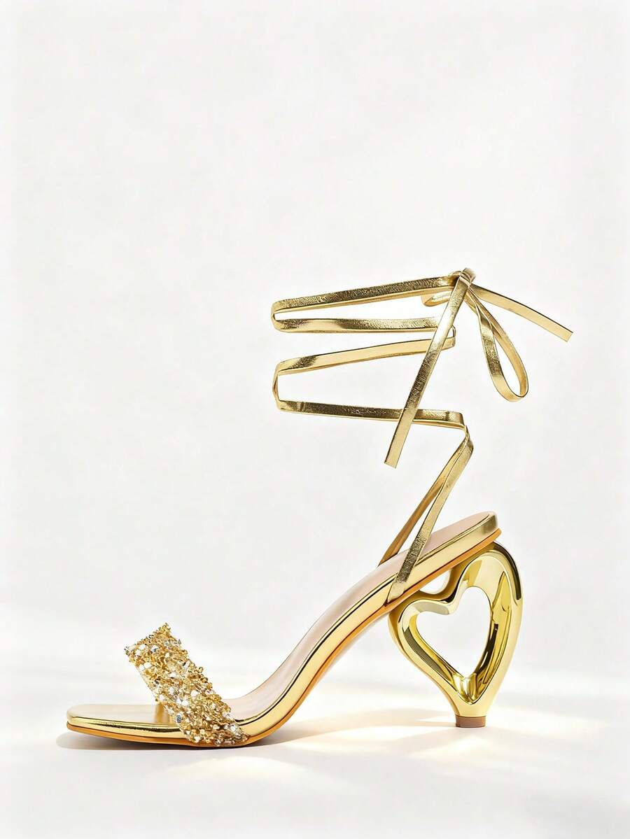 Womens Rhinestone-Embellished  - Sandal Strappy Heeled avis et prix