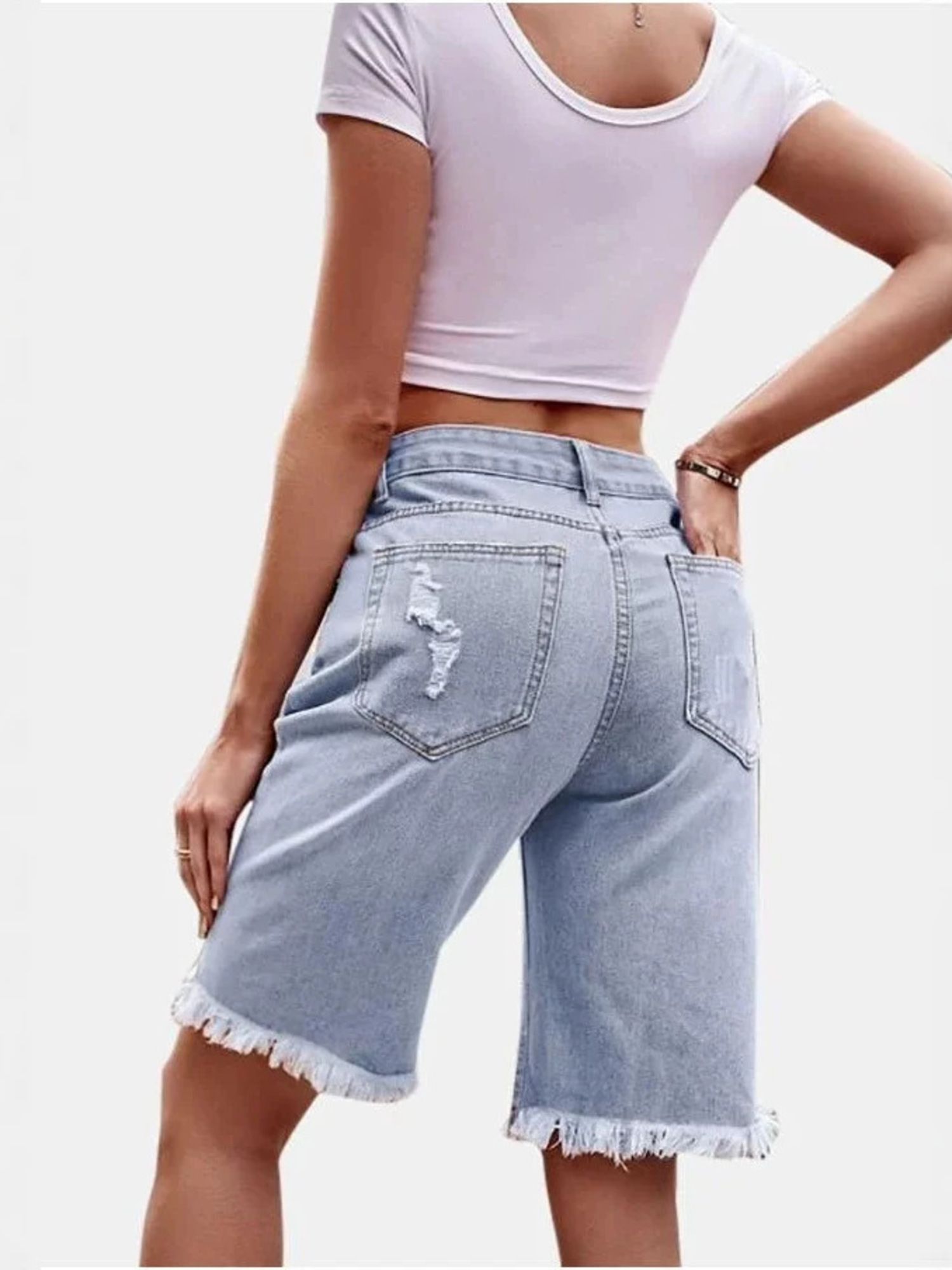 Women's High Waist Ripped Cott - Shorts Denim Frayed avis et prix