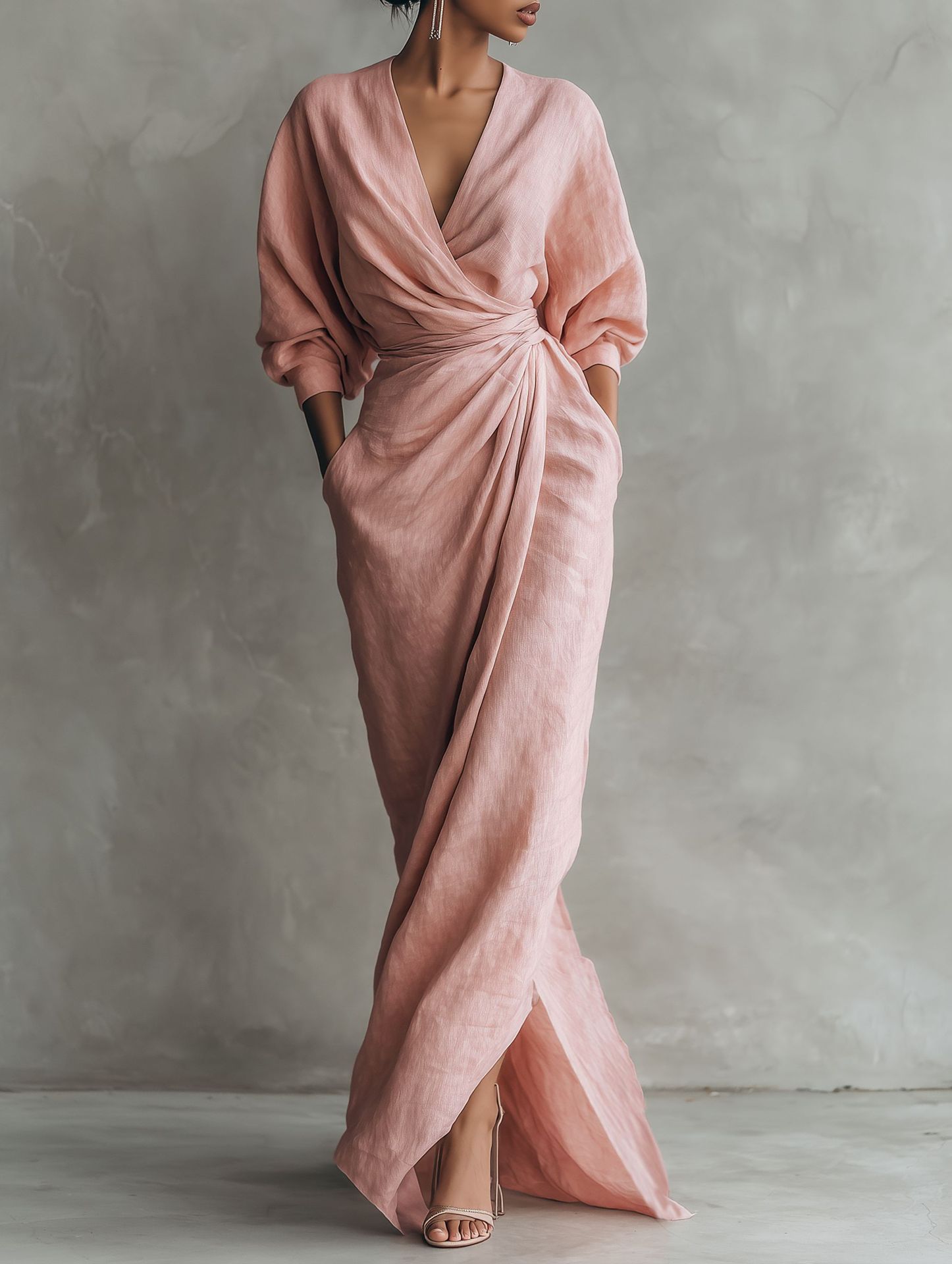Women Linen Blend Wrap Maxi Dr - Linen Dress Wrap avis et prix