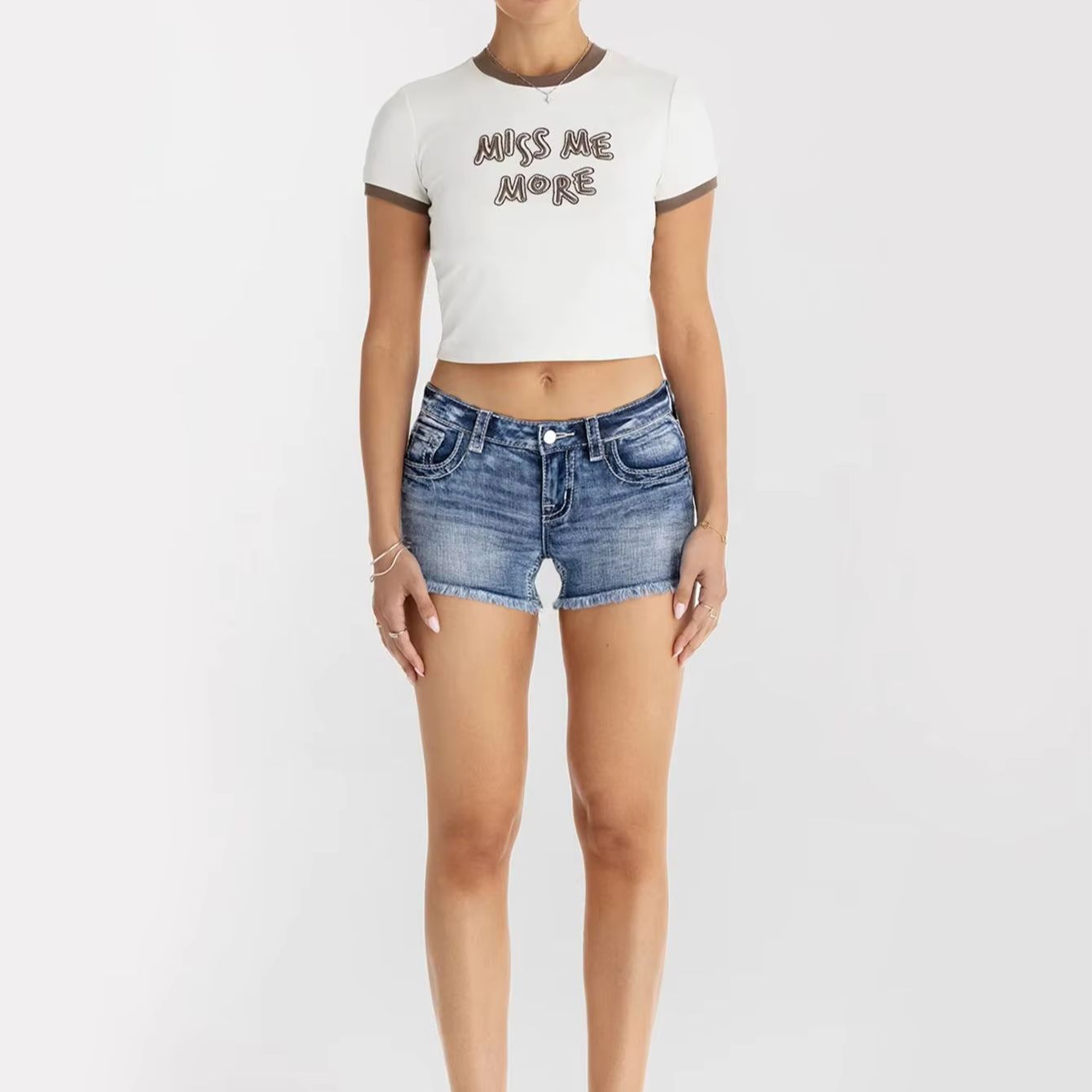 Women Clothes Butterfly Rhines - Shorts Denim Frayed avis et prix