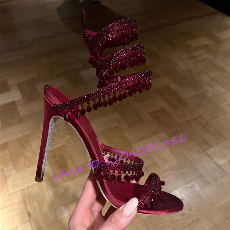 Rhinestone Snake Shape Ankle S - Sandal Strappy Heeled avis et prix