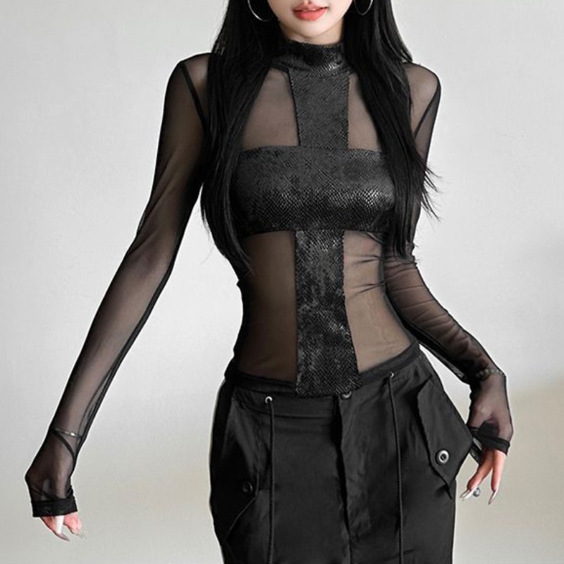 American Style Mesh Long Sleev - Blouse Off Shoulder avis et prix