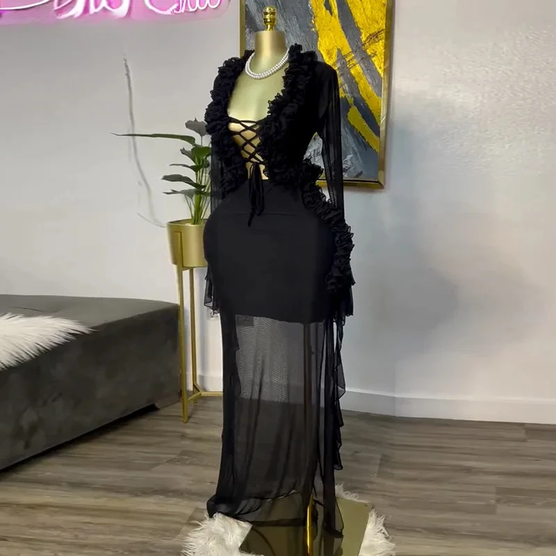 Fashion Women Set Mesh Full Sl - Crop Top Crochet avis et prix