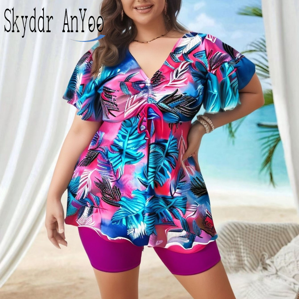 Women's Plus Size Tankini Swim - Romper Floral Print avis et prix