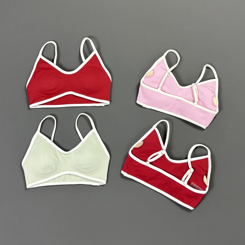 Women Contrastline Yoga Bra V  - Crop Top Crochet avis et prix
