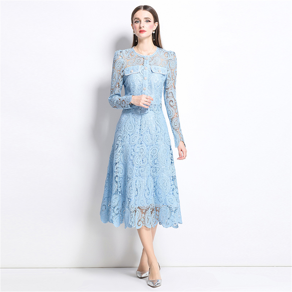 Spring Sweet Lace Flower Embro - Midi Skirt Floral avis et prix