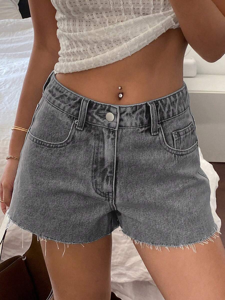 Women Casual Vintage Wash Deni - Shorts Denim Frayed avis et prix