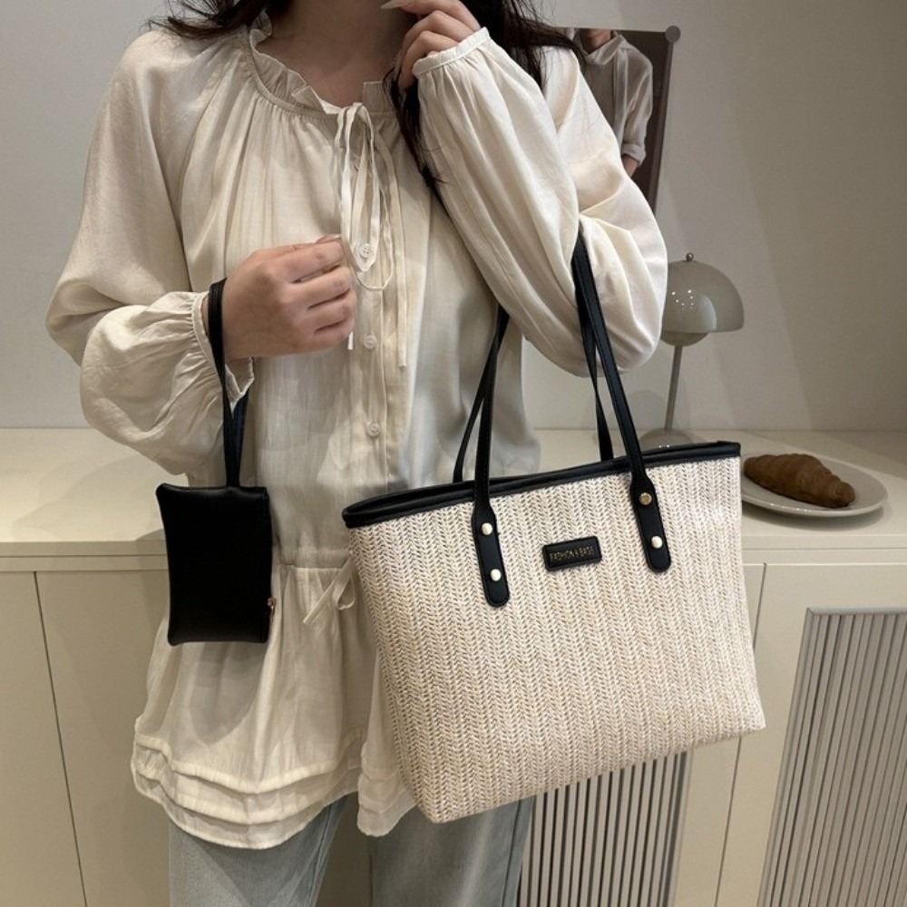 Casual Solid Color Weave Tote  - Tote Bag Beach avis et prix