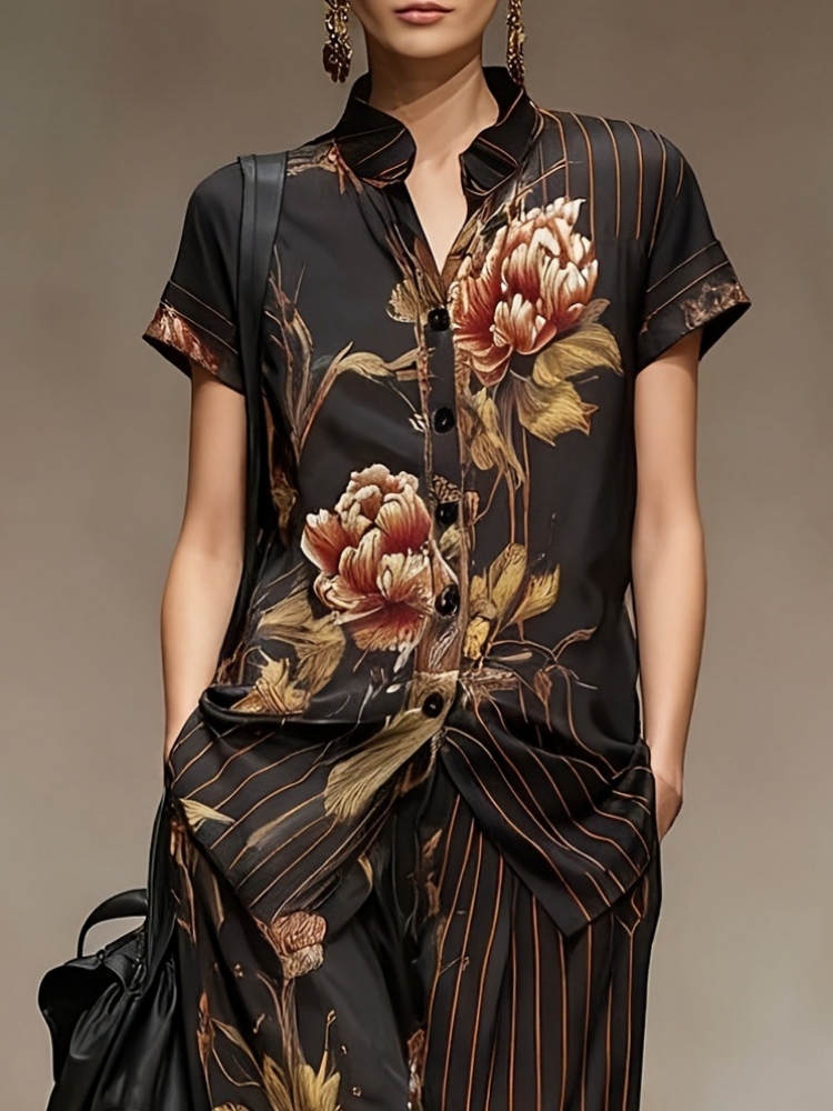 Chiffon Women Summer 2PCS Matc - Romper Floral Print avis et prix