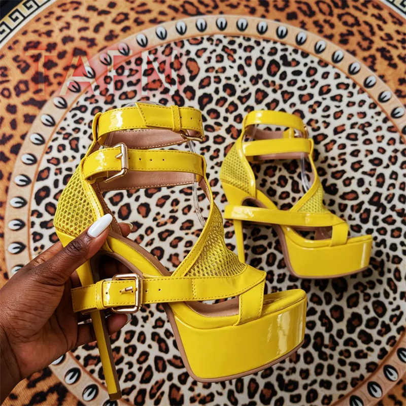 Mesh Buckle Strap Stiletto Pla - Sandal Strappy Heeled avis et prix