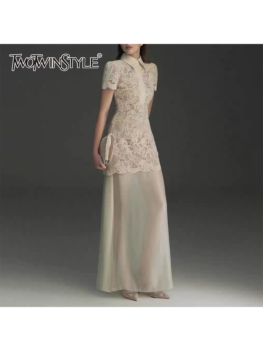 TWOTWINSTYLE Patchwork Lace Dr - Linen Dress Wrap avis et prix