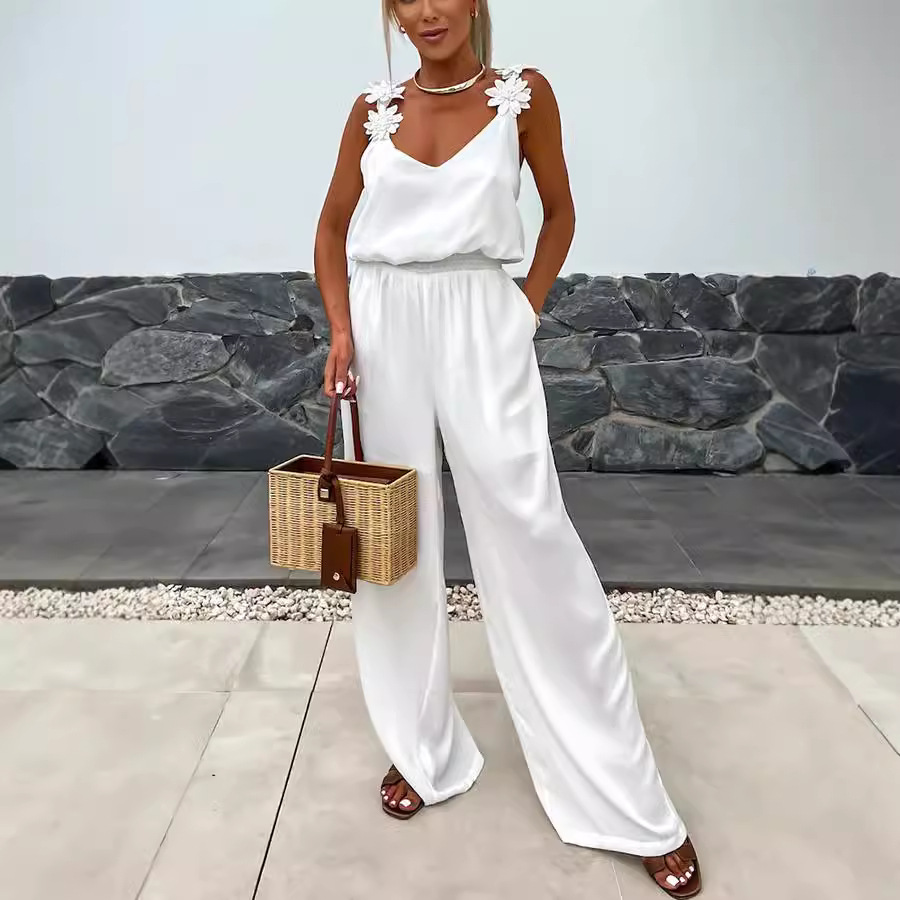 Casual Jumpsuit Strappy Sleeve - Jumpsuit Linen Relaxed avis et prix