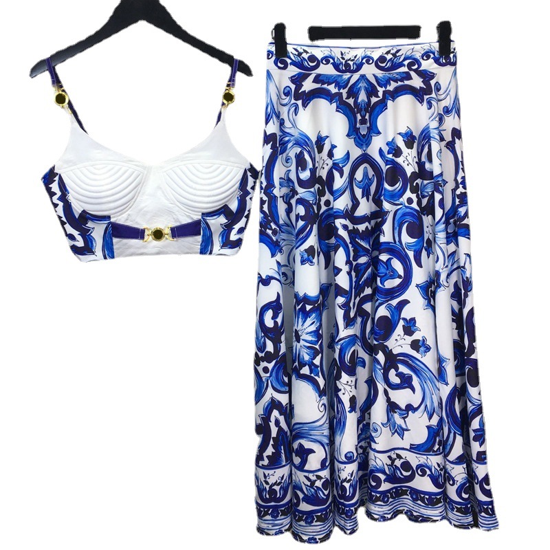 Summer Bohemain Blue And White - Romper Floral Print avis et prix