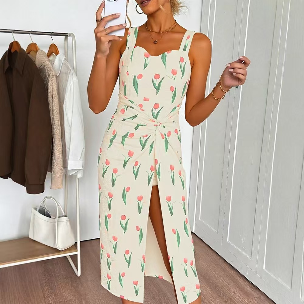 Fashionable Floral Print Crop  - Midi Skirt Floral avis et prix