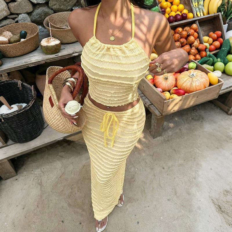 Sexy Elegant Dress Two Piece S - Maxi Dress Halter avis et prix
