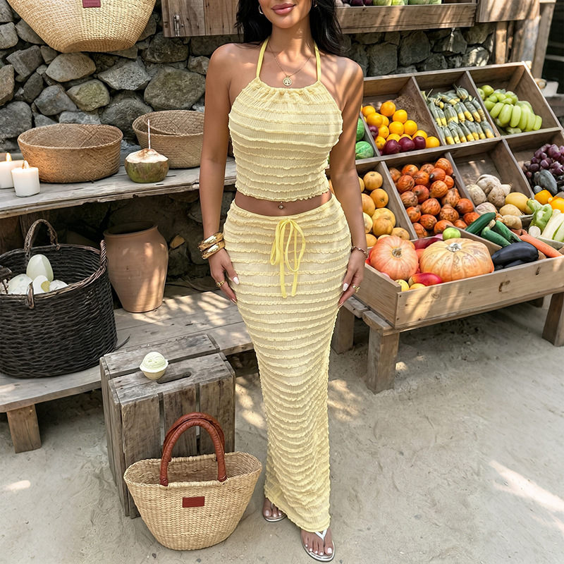 Sexy Elegant Dress Two Piece S - Maxi Dress Halter avis et prix