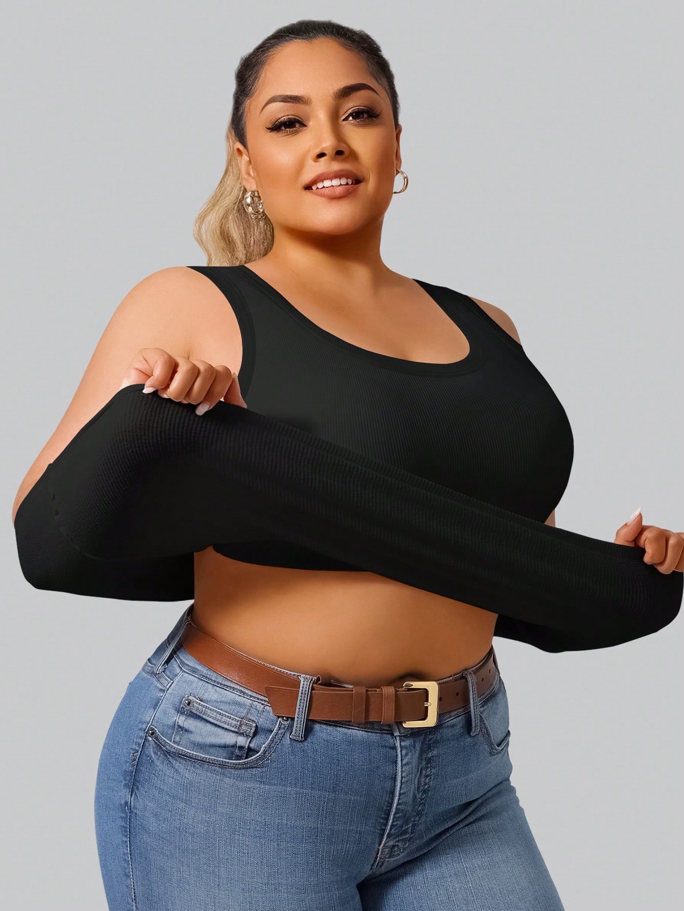 Plus Size Women's High Stretch - Crop Top Crochet avis et prix
