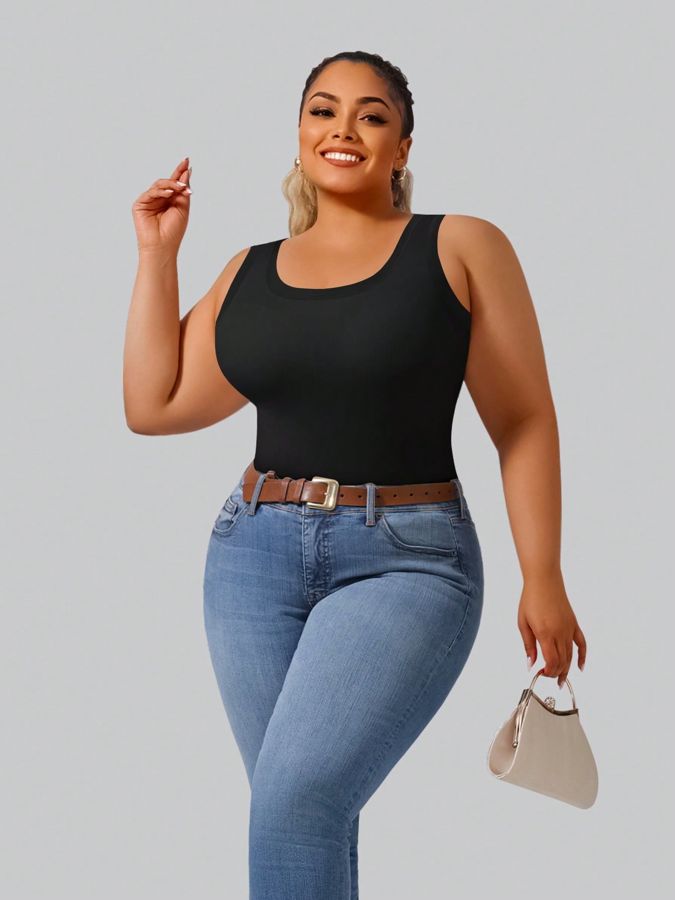 Plus Size Women's High Stretch - Crop Top Crochet avis et prix