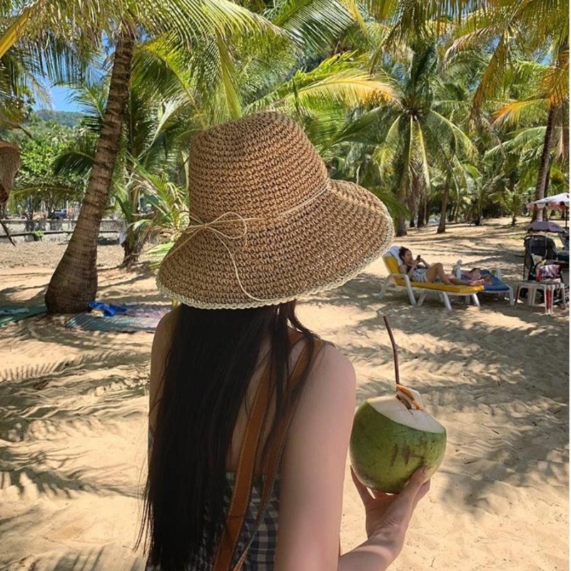 1pc Women's Summer Beach Straw - Hat Floppy Wide avis et prix