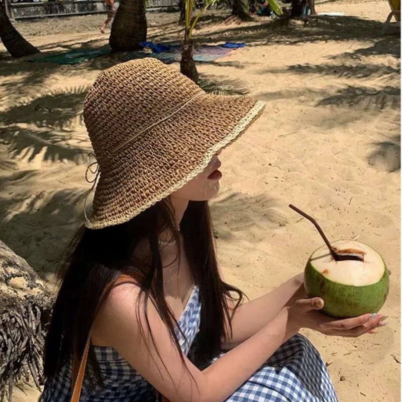 1pc Women's Summer Beach Straw - Hat Floppy Wide avis et prix