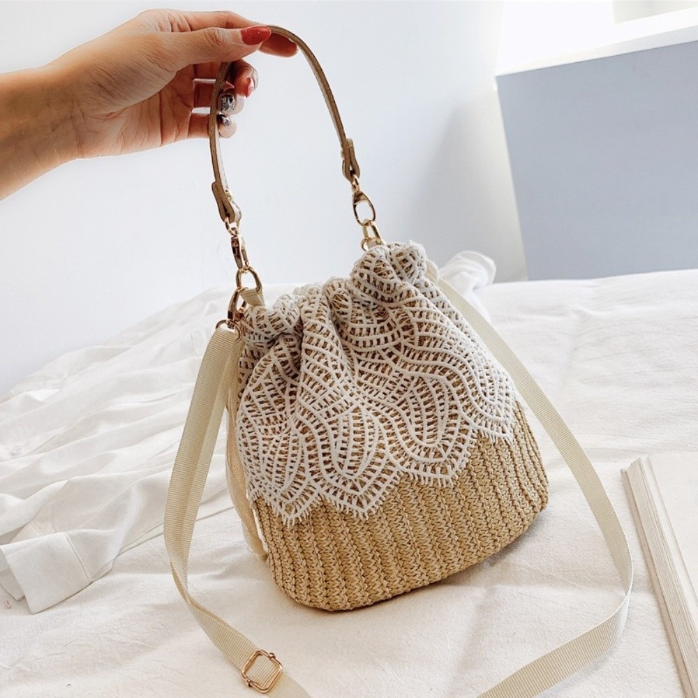 Casual Lace Straw Shoulder Bag - Tote Bag Beach avis et prix