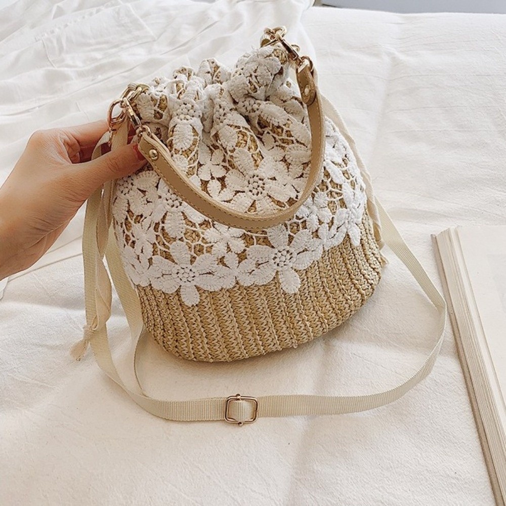 Casual Lace Straw Shoulder Bag - Tote Bag Beach avis et prix