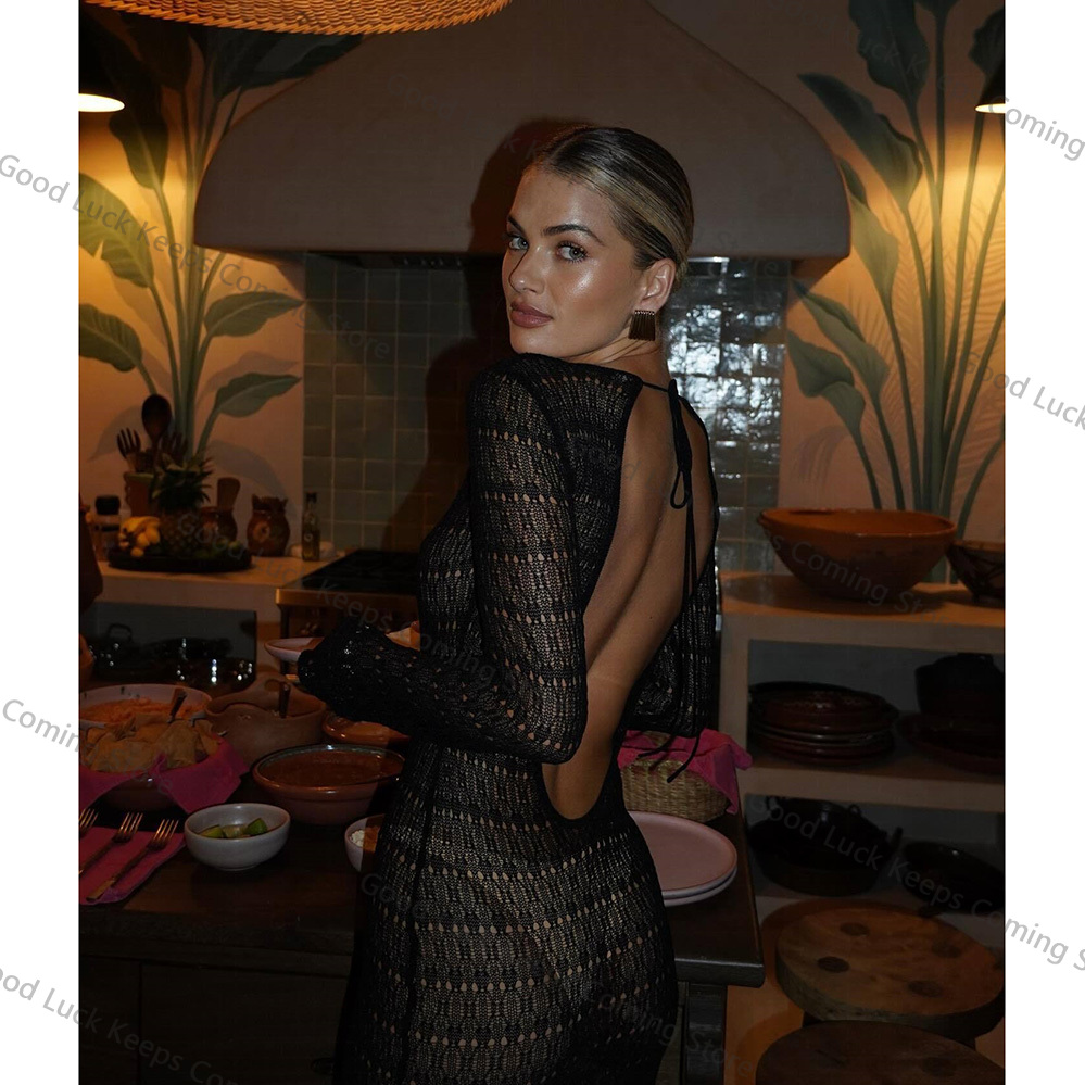 2025 Knitted Dress Backless Co - Cover Up Kaftan avis et prix