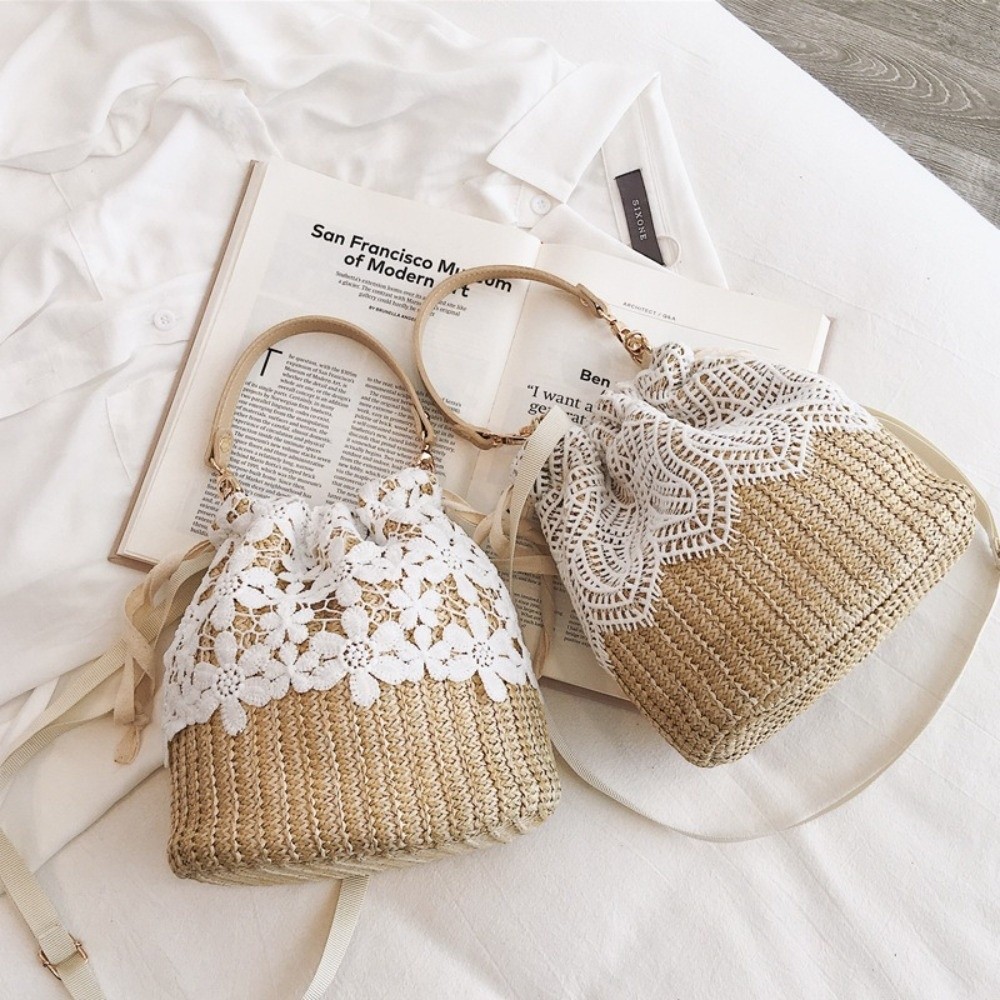 Casual Lace Straw Shoulder Bag - Tote Bag Beach avis et prix