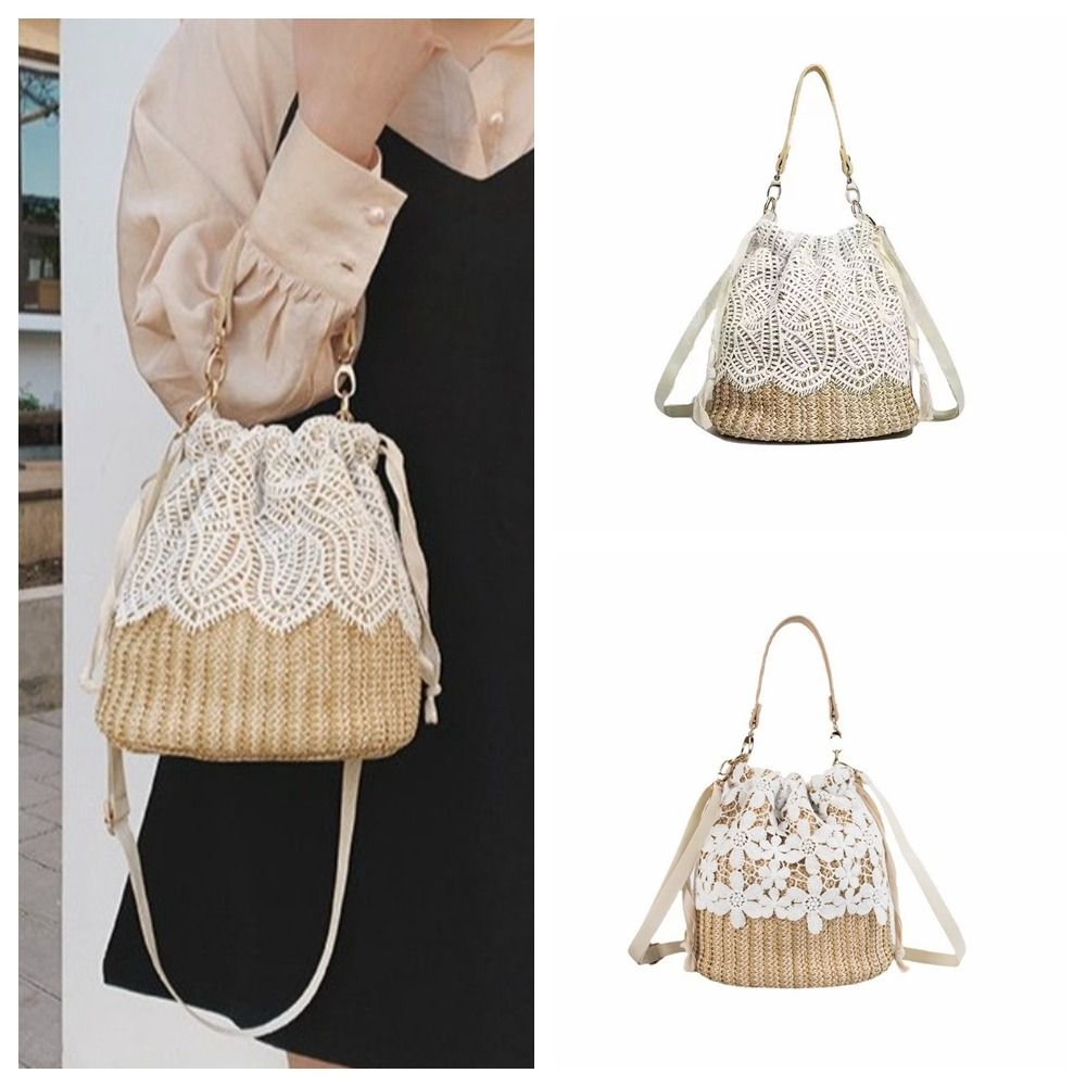 Casual Lace Straw Shoulder Bag - Tote Bag Beach avis et prix