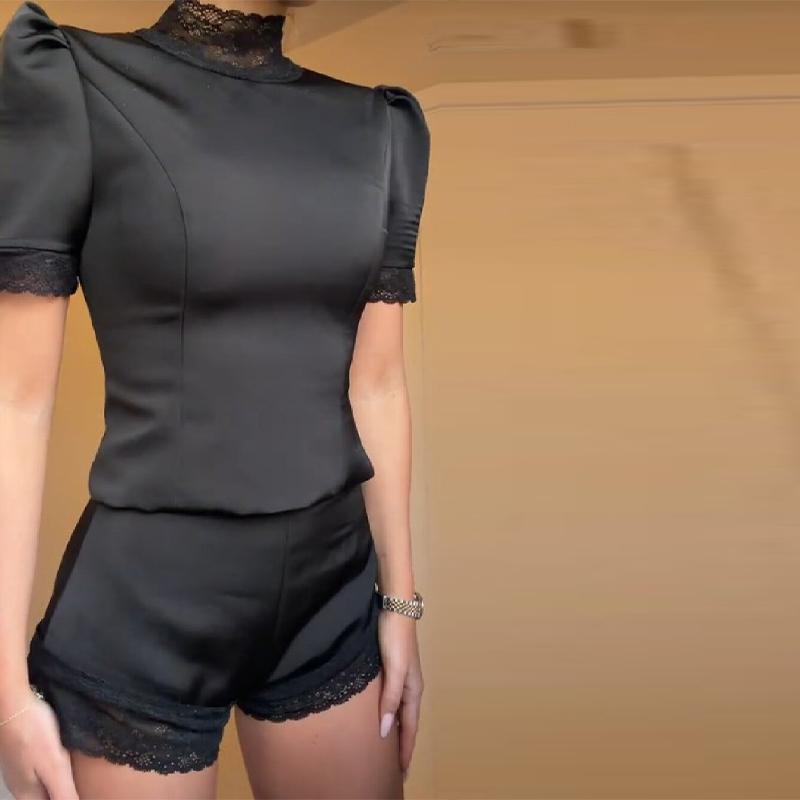 New Satin Lace Edge Top Short  - Blouse Off Shoulder avis et prix